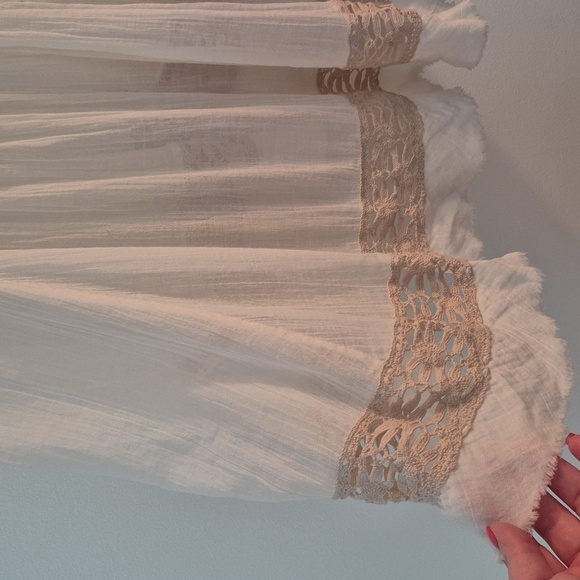 NWOT Free People Boho Festival Gauzy Cotton Dress Crochet Trim Oversized - Picture 4 of 8